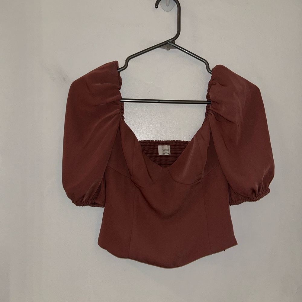 Wilfred Chocolate dusty rose Puff Sleeve Blouse